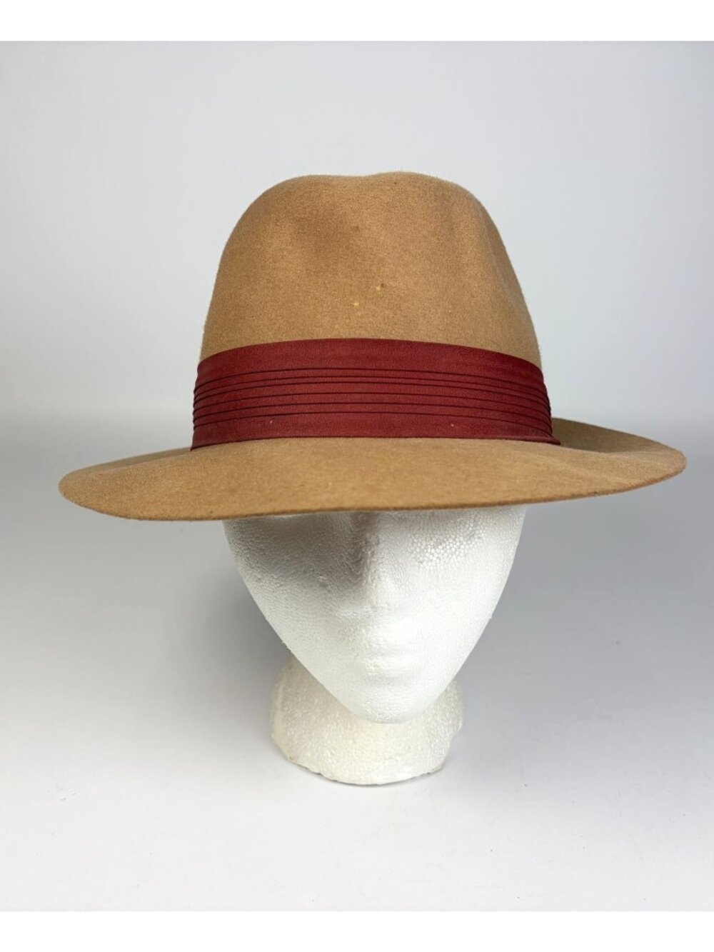 Vintage Madcaps New York Wool Fedora Hat Size M Brown w Red Band Made in USA